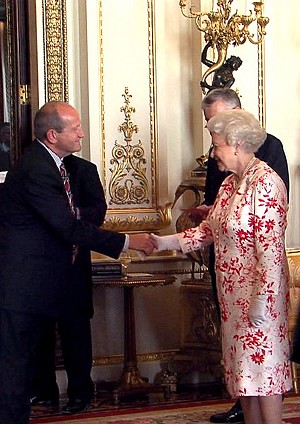 Her Majesty the Queen congratulates RF Engines Ltd during the Queen's Award for Innovation 2009 ceremony